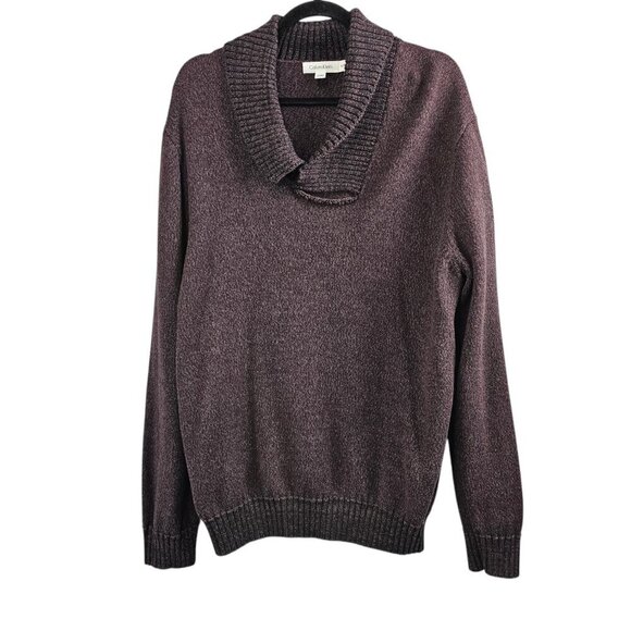 💥Calvin Klein Knit Long Sleeve V Neck Cut Out Brown Cardigan Sweater - Picture 1 of 8